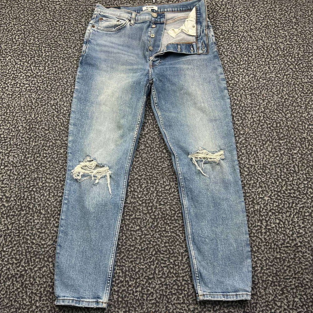 RE/DONE Womens 31x27 High Rise Distressed Straight Leg Jeans Blue